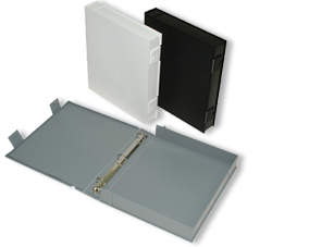 white, black, and gray archival binders produced by Beseler Photographic Equipment